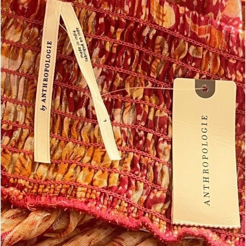 ANTHROPOLOGIE Harem Sleeveless Jumpsuit Mutil Orange Floral Boho Size XL NEW - Picture 7 of 12